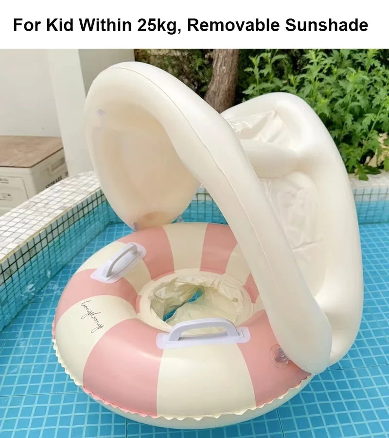 Gonfiabile Baby Swim Ring con Copertura Solare – Sedile a Strisce per Bambini
