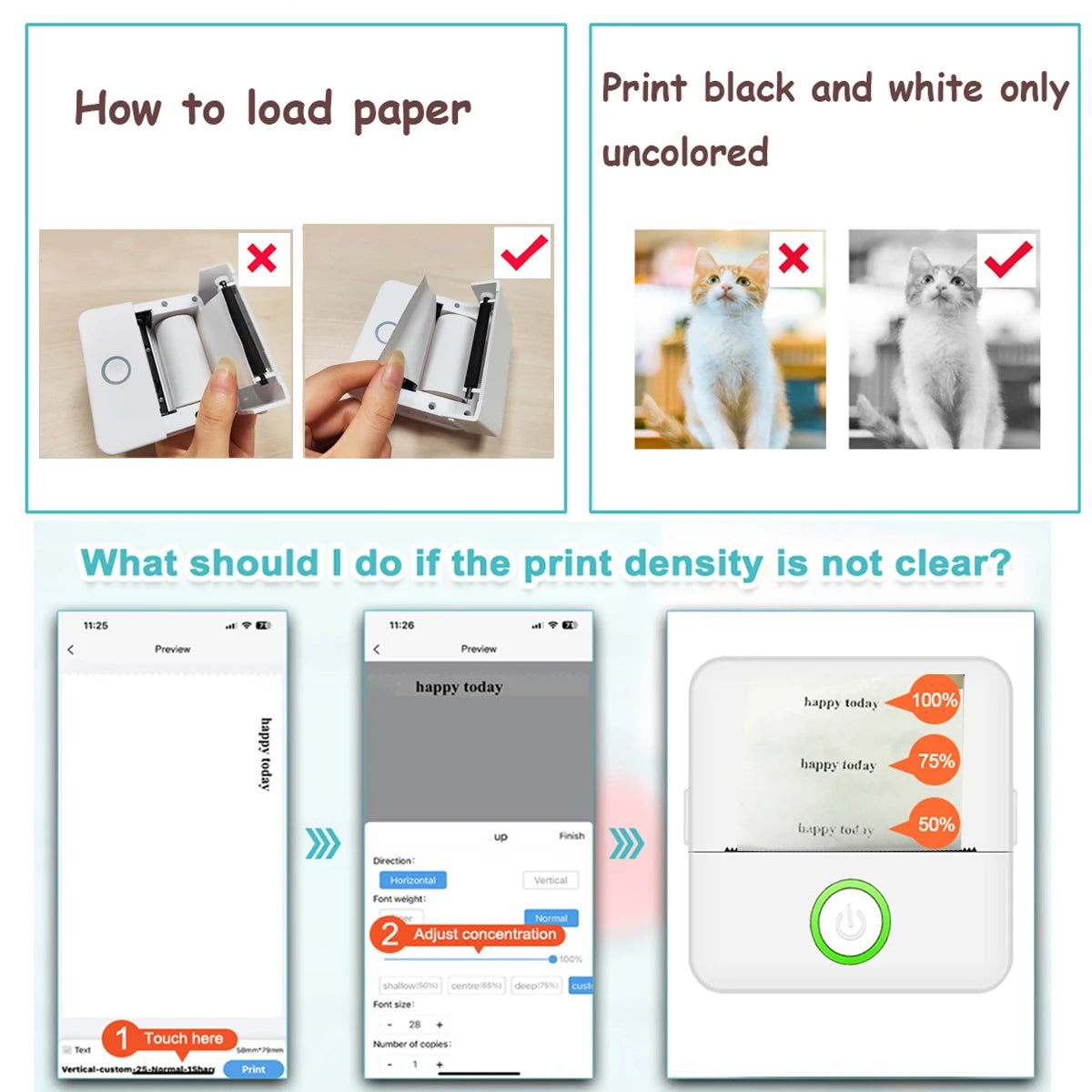 Wireless Mini Thermal Printer Wireless Mini Thermal Printer, Portable Label Maker, 200dpi High Resolution, USB Rechargeable