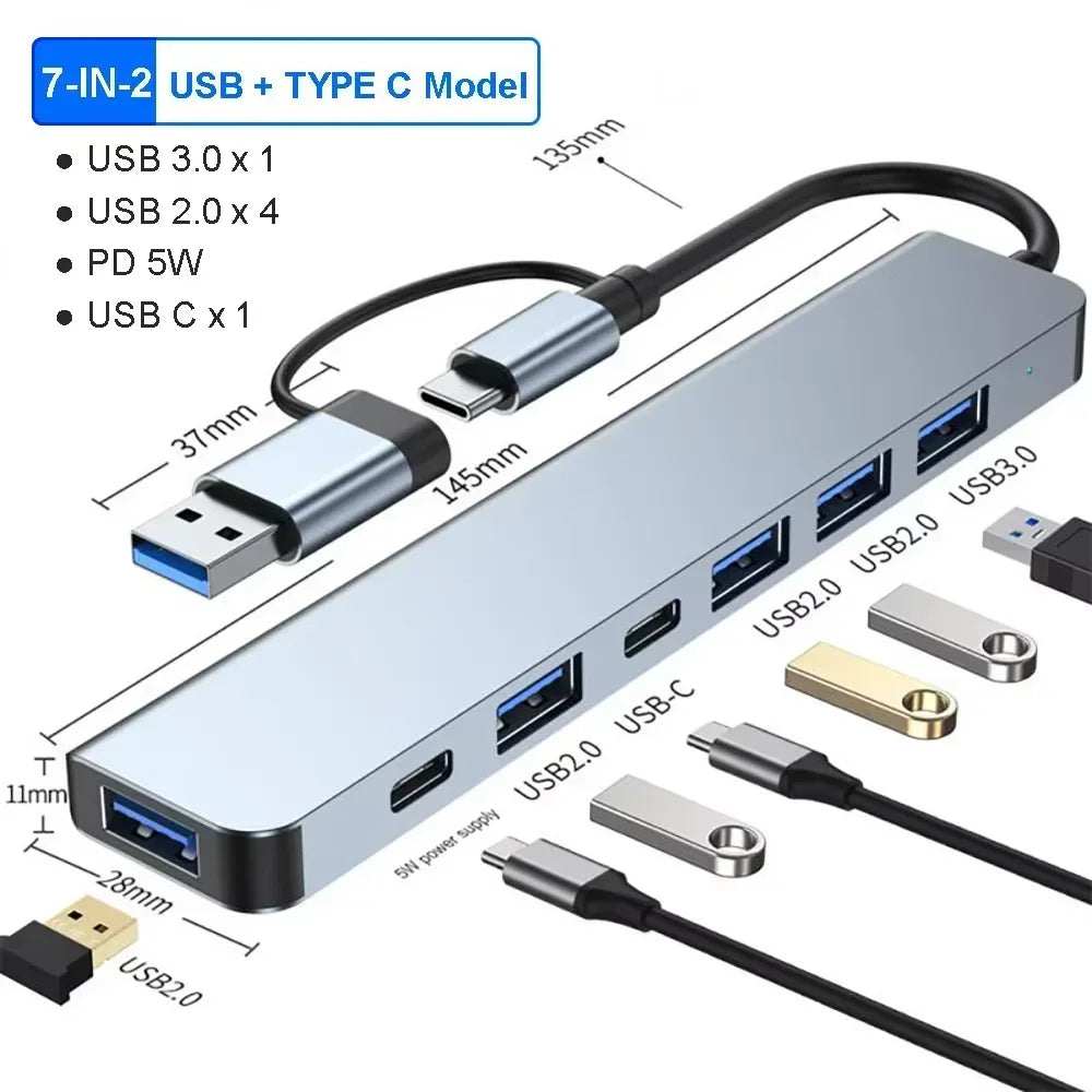Hub USB‑C 8 in 1 con HDMI 4K, RJ45, lettore SD/TF e ricarica rapida PD