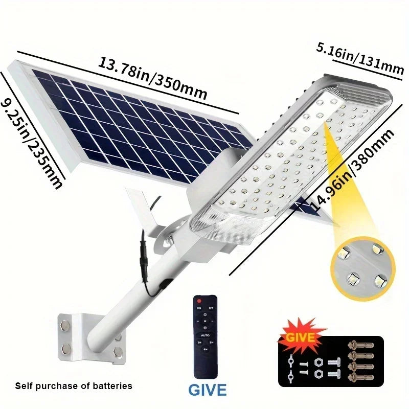 168 LED Solar Street Light Super Bright 2000W IP65 Waterproof Automatic Dusk To Dawn 6000mA All-Night Security for Garage Garden