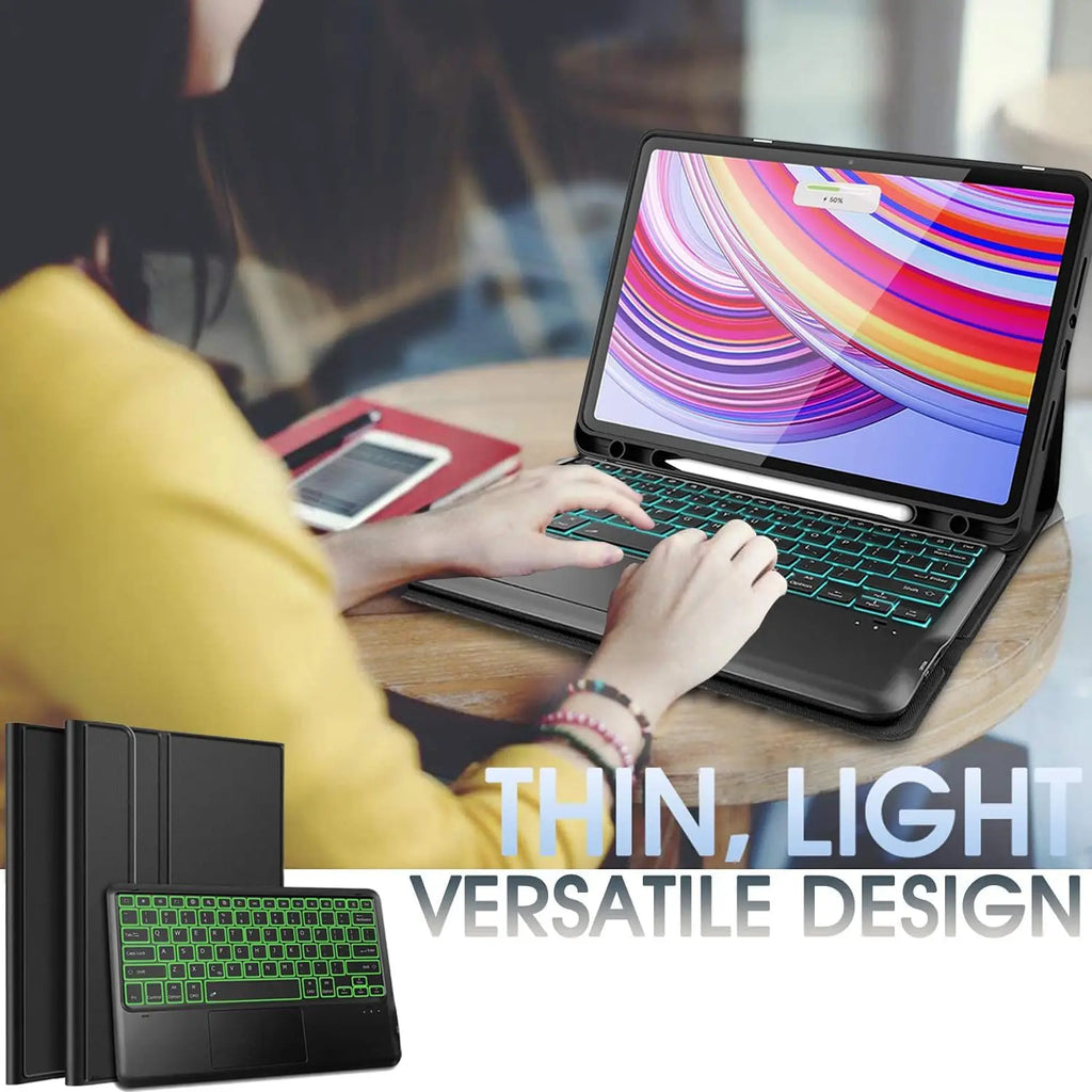 For Xiaomi Redmi Pad 2 Pro 12.1 Inch Case, Keyboard Cover for Xiaomi POCO Pad M1 12.1 inch Tablet Case With Pencil Holder