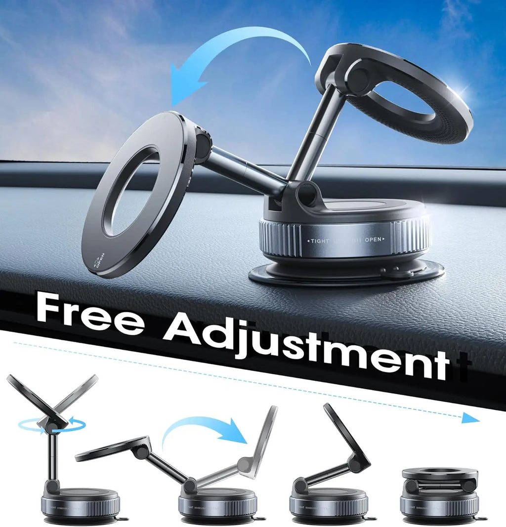 Supporto magnetico per auto, ventosa forte, rotazione 360°, pieghevole