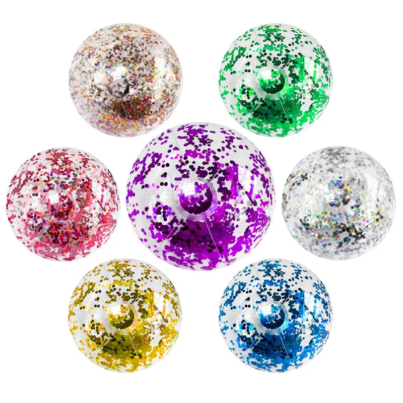 Palla da spiaggia gonfiabile con paillettes - 27 cm, colori vivaci