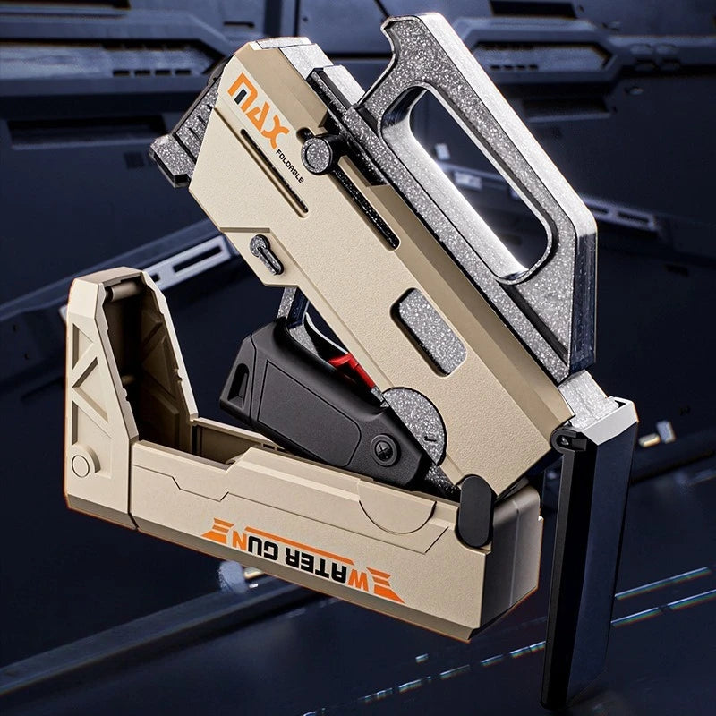 Folding Submachine Water Gun Manual Continuous-Fire Water Toy FMG9 Toy Gun Large Capacity Summer Beach Pool Outdoor Toy