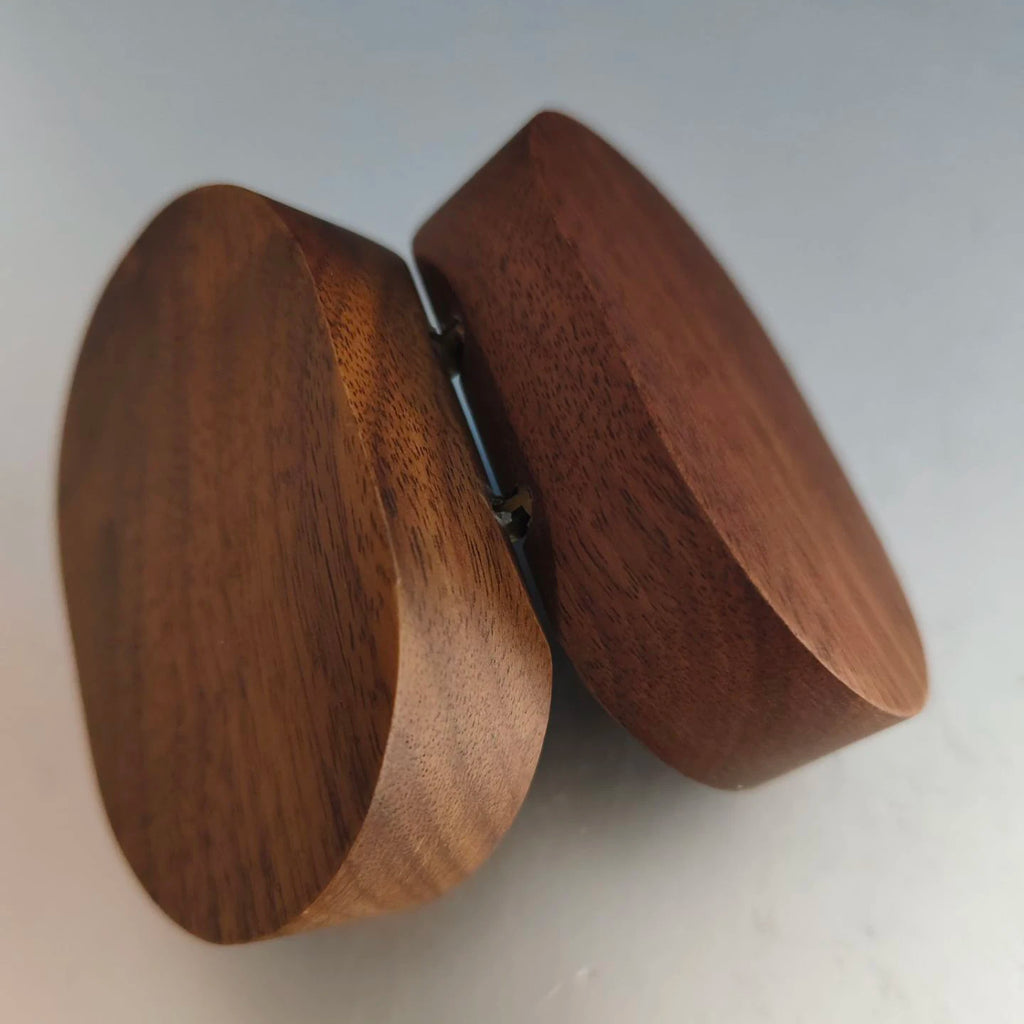 High Quality Oval Black Walnut Solid Wood Ring Jewelry Gift Packaging Box Cufflinks Display Stand Cases Only Wooden Boxes