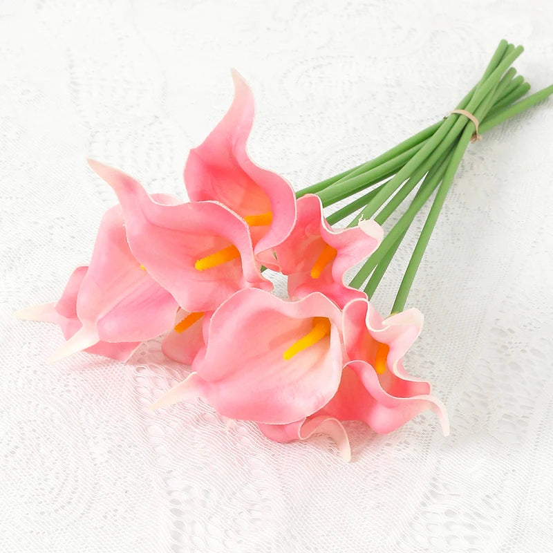 2/5Pcs Real Touch Calla Lily Artificial Flowers Bouquet White Fake Flowers for Home Decor Wedding Decoration Bridal Shower Party