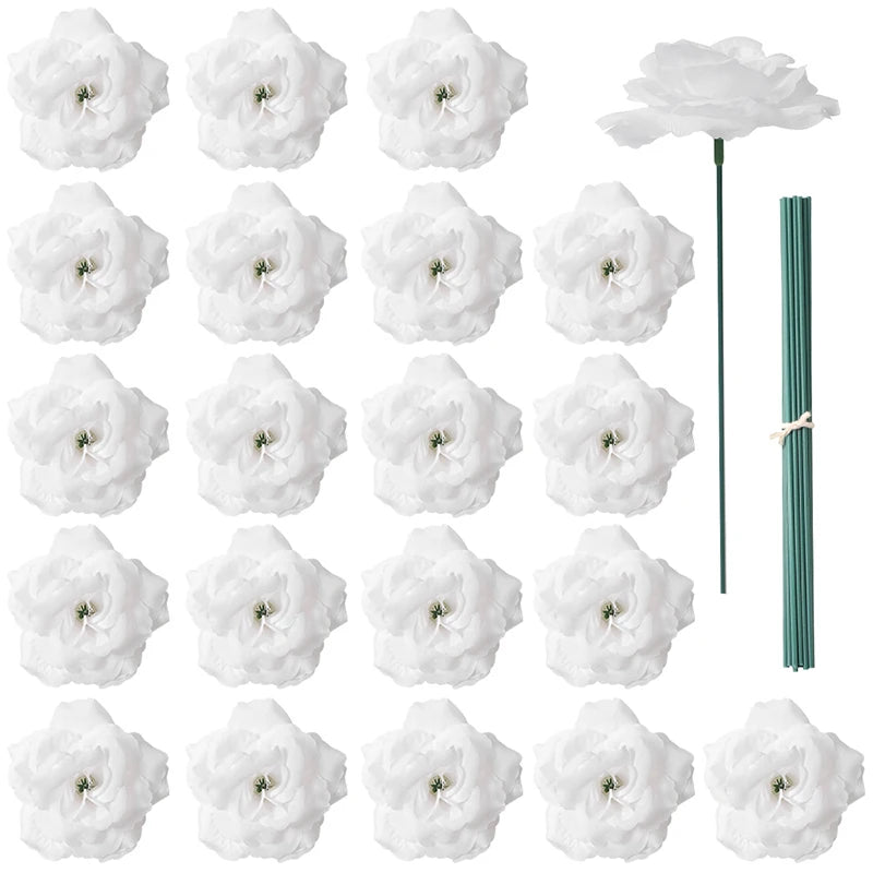 5/10/20Pcs 8cm Gold Blossom Silk Rose Artificial Flower Heads for Home Room Wedding Valentine's Day Decorations Fake Flowers