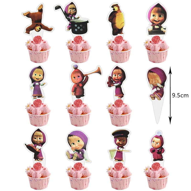 Decorazioni per festa di compleanno Masha e Orso – Palloncini cartoon, set 24…