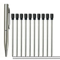 Portable Twist Tiny Ballpoint Pen Set Pocket-Sized Pen + 10 Black/Blue Ink Refills 0.7mm Point Metal Pocket Ballpen Travel Daily