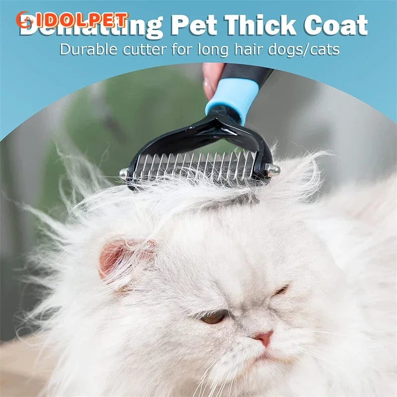 Spazzola Professionale 2 in 1 per Dematting e Deshedding per Cani e Gatti