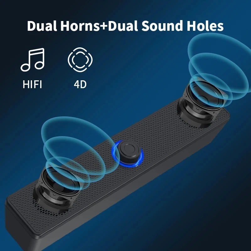 Soundbar Bluetooth 2.0 per PC, TV e Laptop – Audio 3D Surround, 30W PMPO