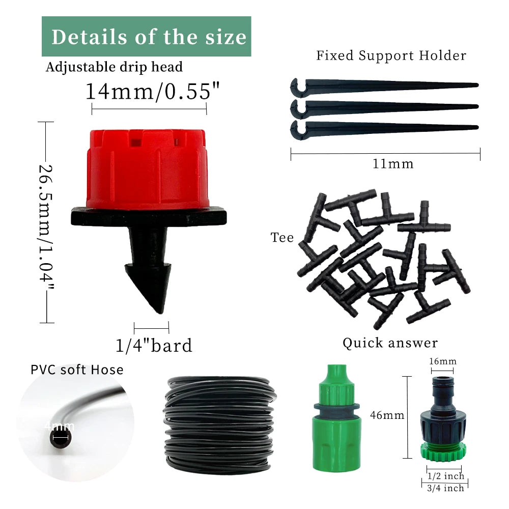 Kit Sistema di Irrigazione a Goccia Fai-da-Te per Serra e Giardino