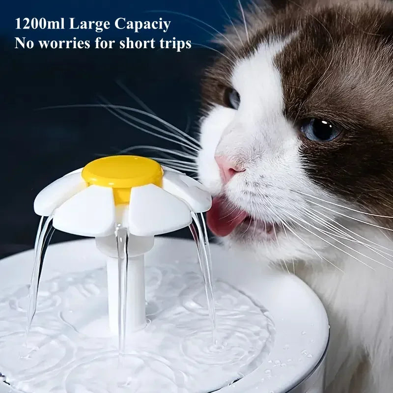 Fontana d'acqua per gatti e cani piccoli 1,2 L, USB, silenziosa con filtro