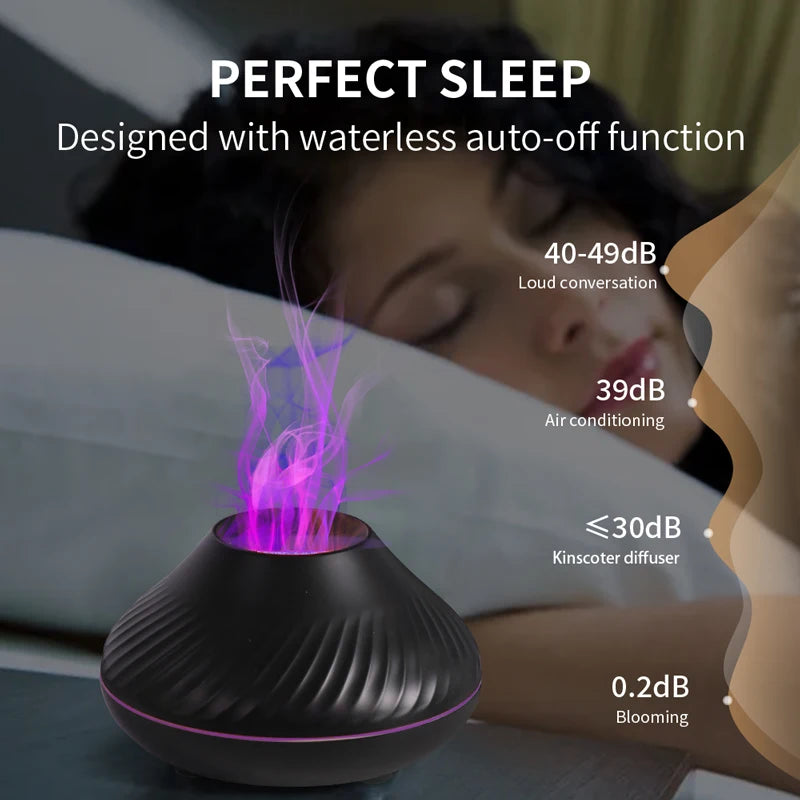 Diffusore Ultrasonico Portatile 130ml con Luce a Fiamma e Umidificatore USB