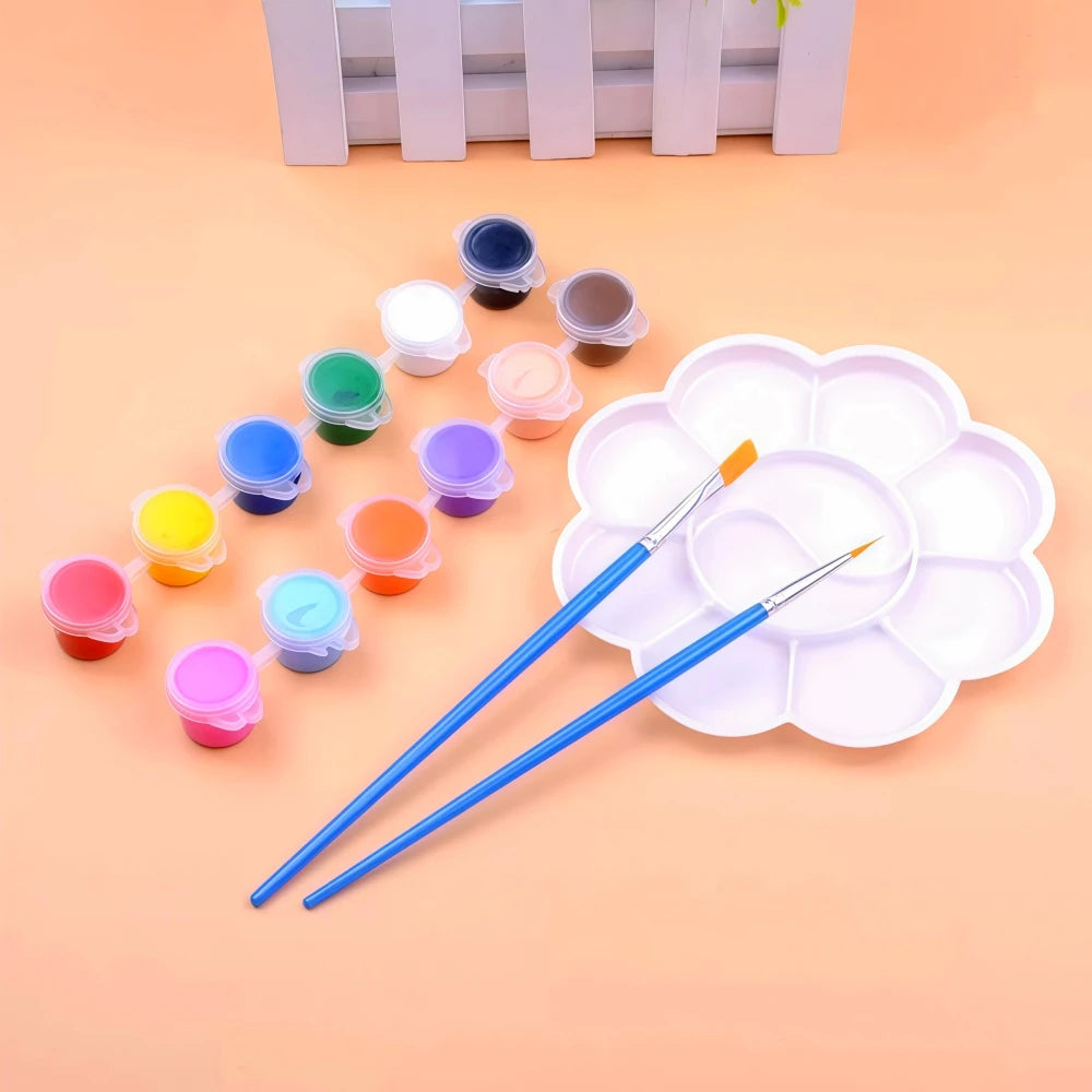 Acrylic Pigment Set, 12 Color Watercolor Painting Pigment Set, Stone Ceramic Painting, Color Painting Paint with Built-in Brush