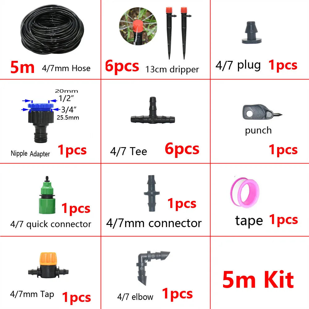 Irrigazione a goccia automatico 5‑50 m – Kit con gocciolatori rossi
