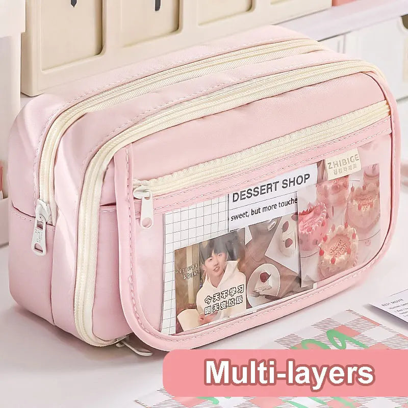 Trousse Kawaii multicouche en tissu Oxford - Organisateur scolaire avec…