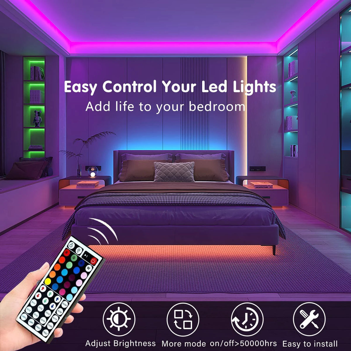Striscia LED RGB 5V con telecomando, 1‑20 m, luce d'ambiente per casa e festa