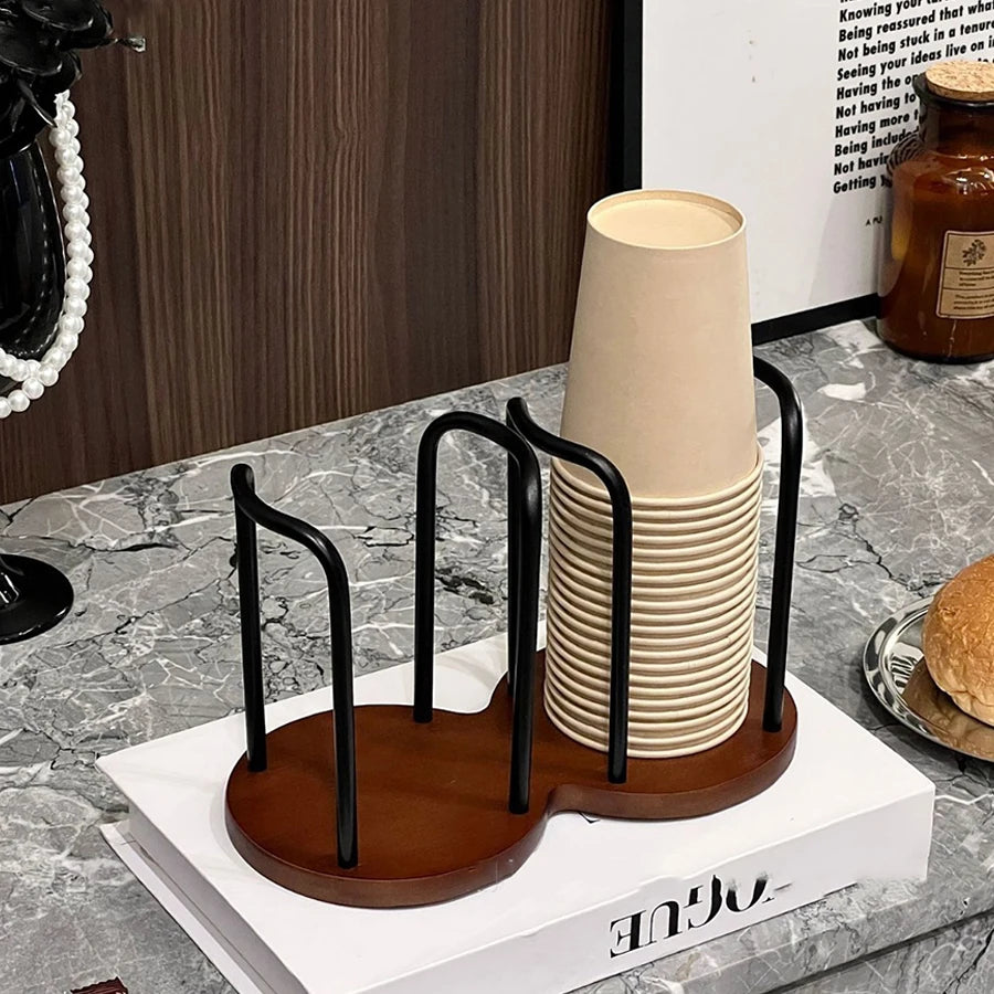Portacoppette monouso in bambù – Scaffale da tavola per tazze e mug