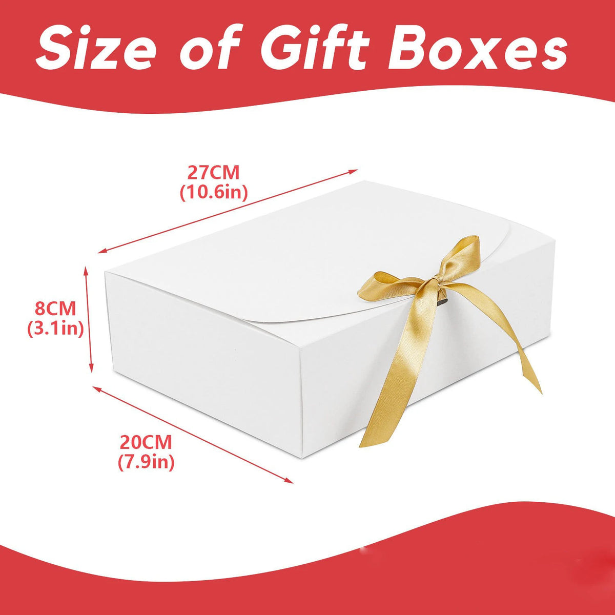 3pcs Large White All-In-One Gift Cardboard Box with Bow Ribbon Perfect for Party Weddings Birthday Holiday Candy Cookie Storage