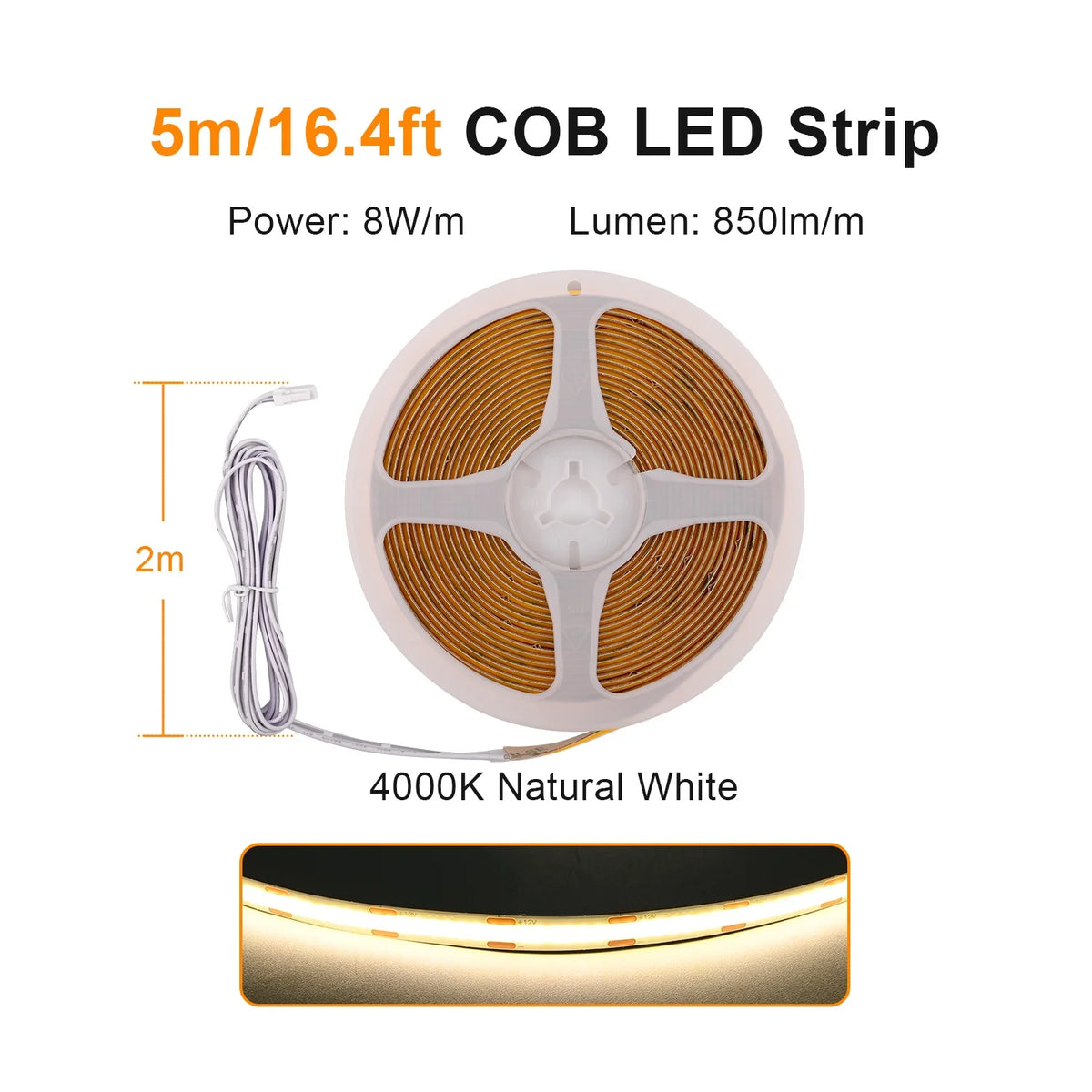 Striscia LED COB dimmerabile per armadi e scaffali, sensore touch, 12 V