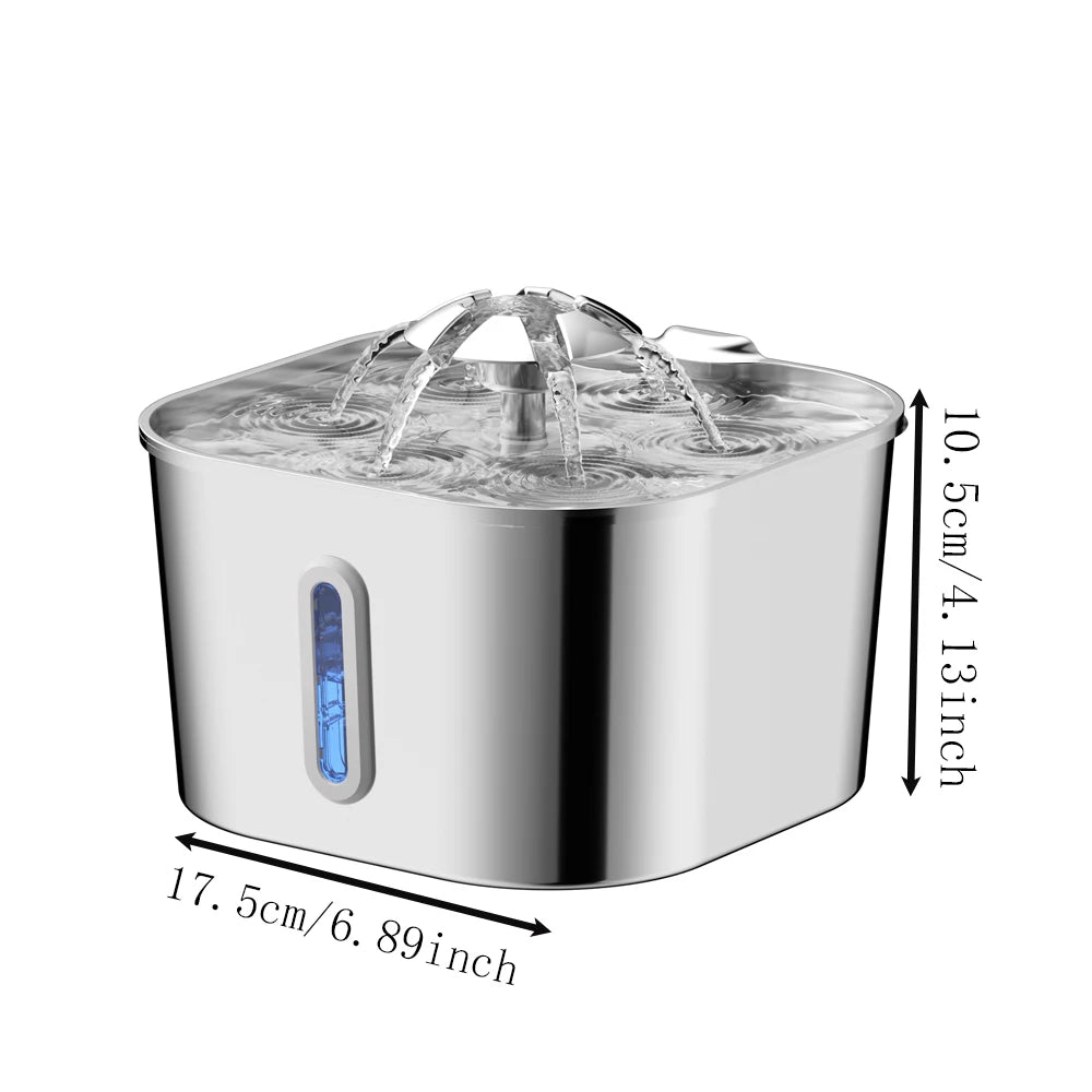 Fontana per gatti automatica 2.2L in acciaio inox con filtro e pompa silenziosa