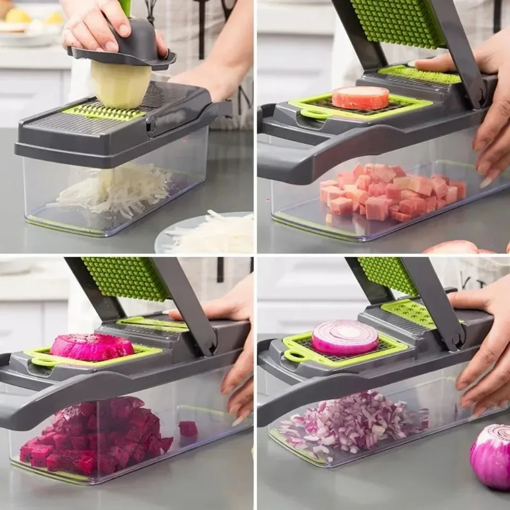 Affettatore e Tritacolture Multifunzionale 14/16 in 1 per Verdure e Frutta