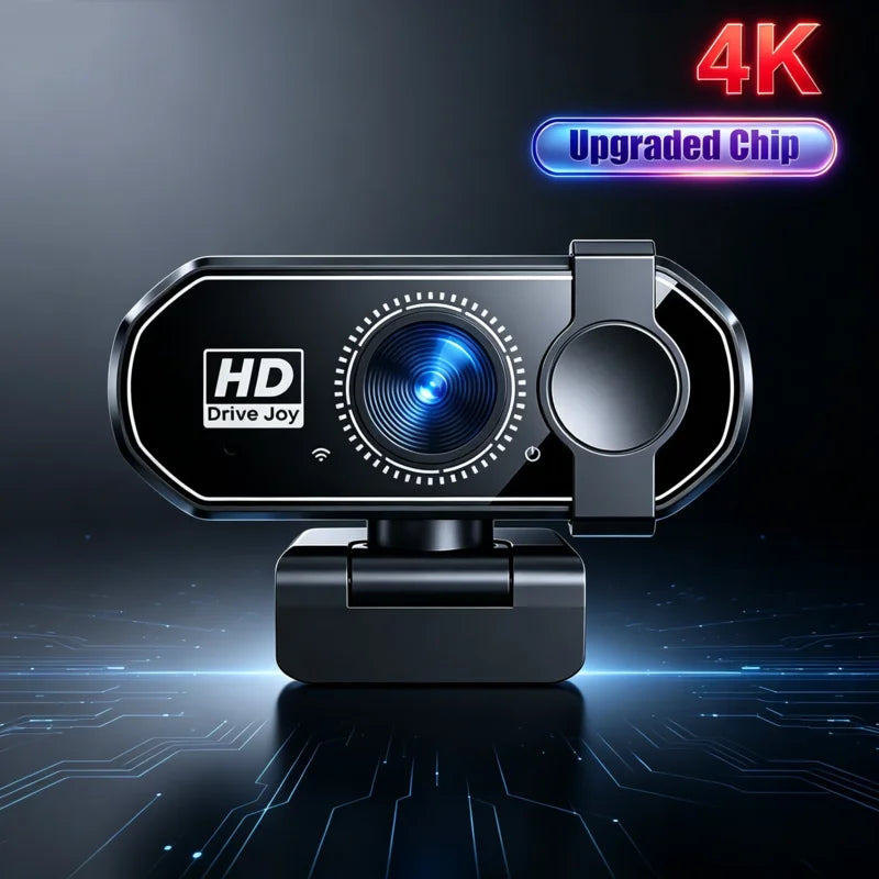 Webcam 4K Full HD con Autofocus, Luce Regolabile e Microfono Antirumore