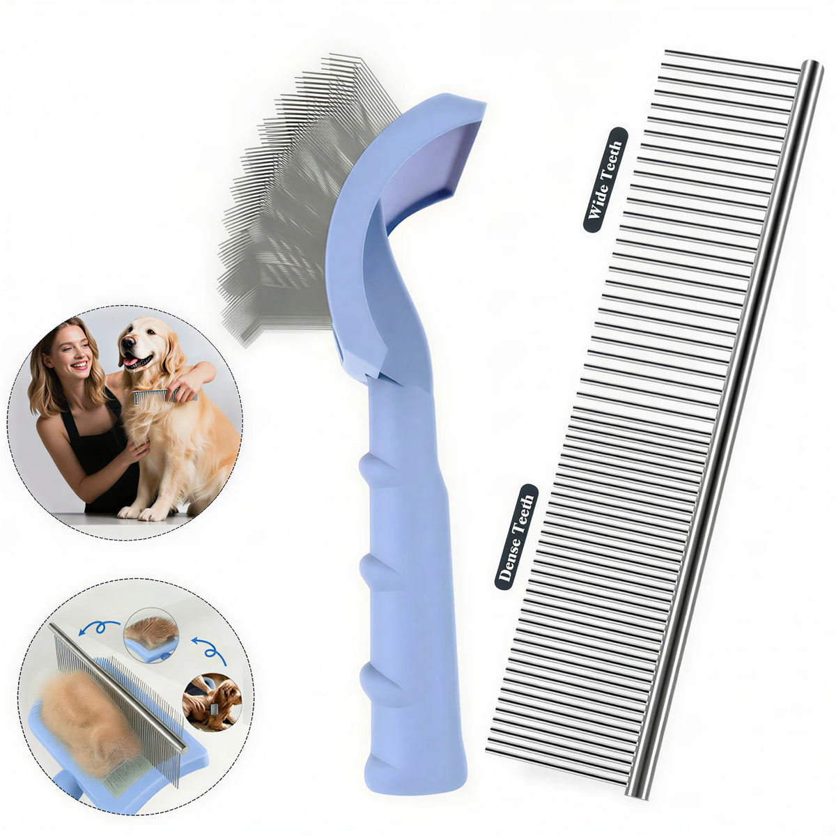 Spazzola per cani con aghi lunghi in acciaio inox – Pettine anti pelo e nodi
