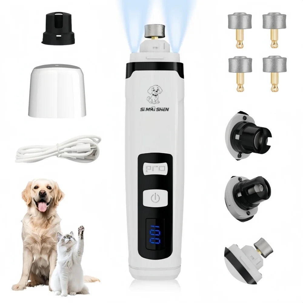 Tagliaunghie elettrico ricaricabile per cani e gatti con luce LED