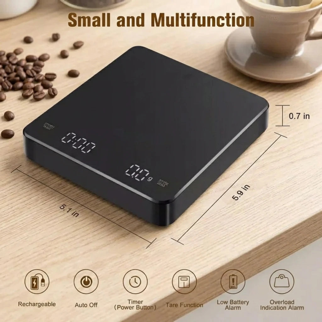 Bilancia da cucina digitale LED con timer USB, 3 kg, precisione 0,1 g