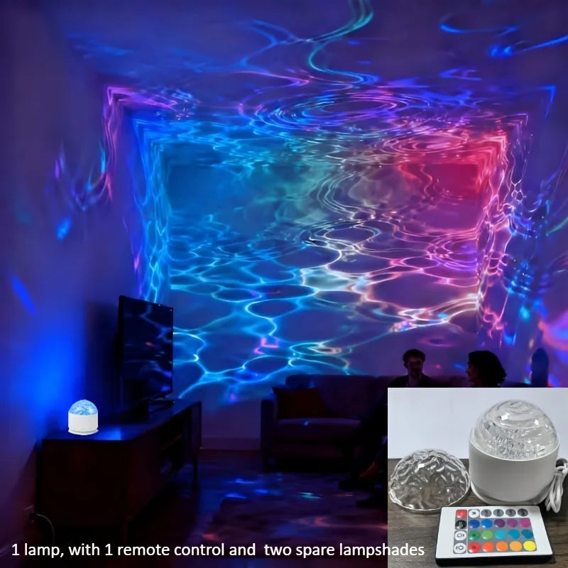16Colors Ocean Wave Aurora Projector Light Water Ripple LED Night Light with Remote USB Powered for Kids Room Ambient Decor Gift
