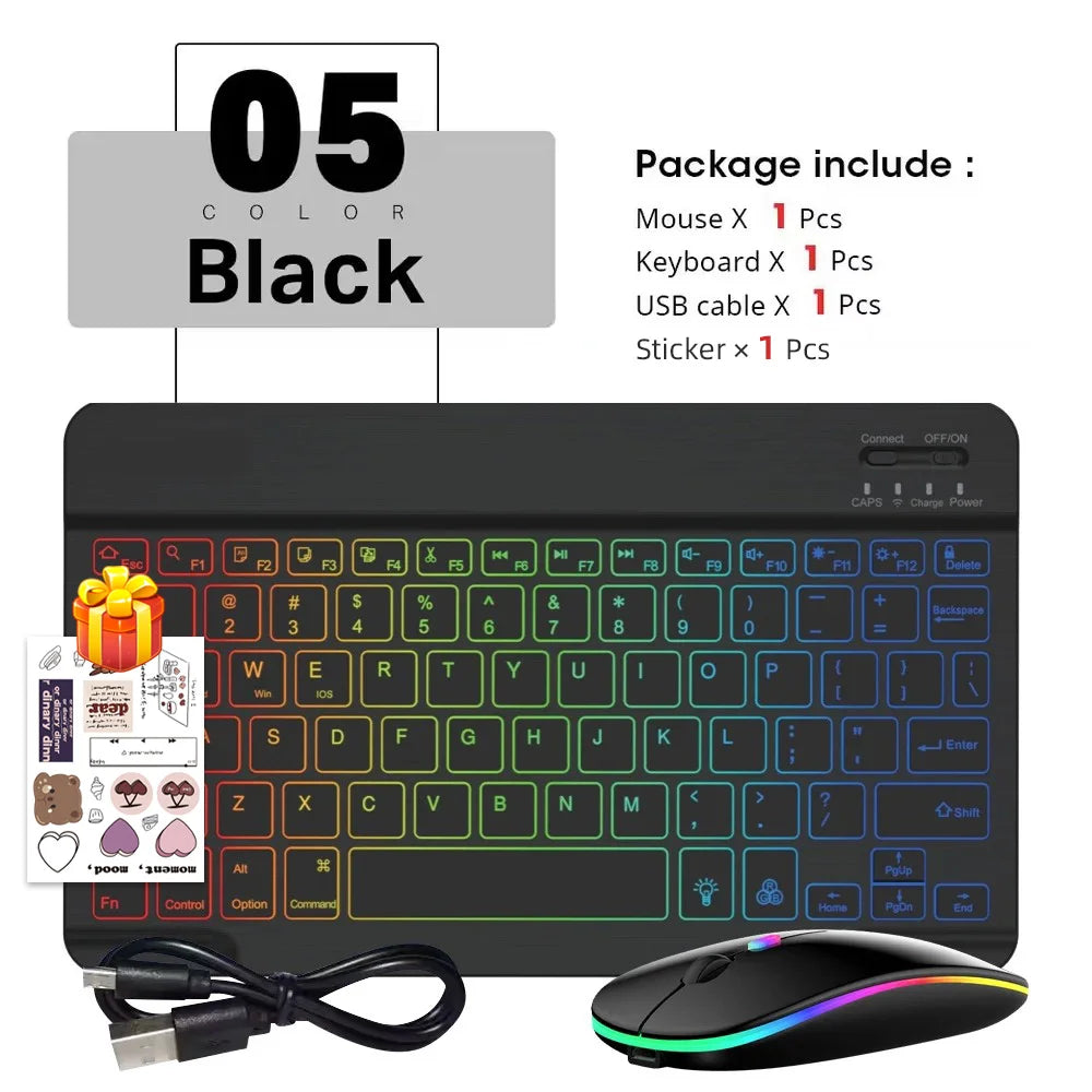 Tastiera Bluetooth retroilluminata con mouse – Compatibile iOS, Android, Windows