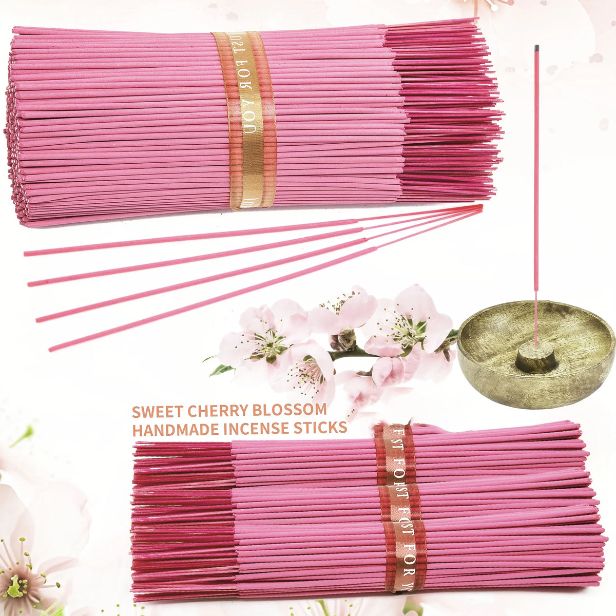 Natural Sweet Cherry Blossom Scented Sticks | Handmade Rolled Cherry Blossom Incense| 25.5cm | Lasting Floral Scent,