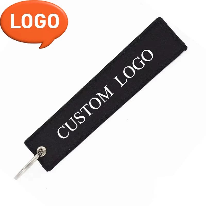 Custom Logo Polyester Keychain Print Name Car Motorcycle Embroider Webbing Key Chain Personalized Ribbon Keyring Men and Women
