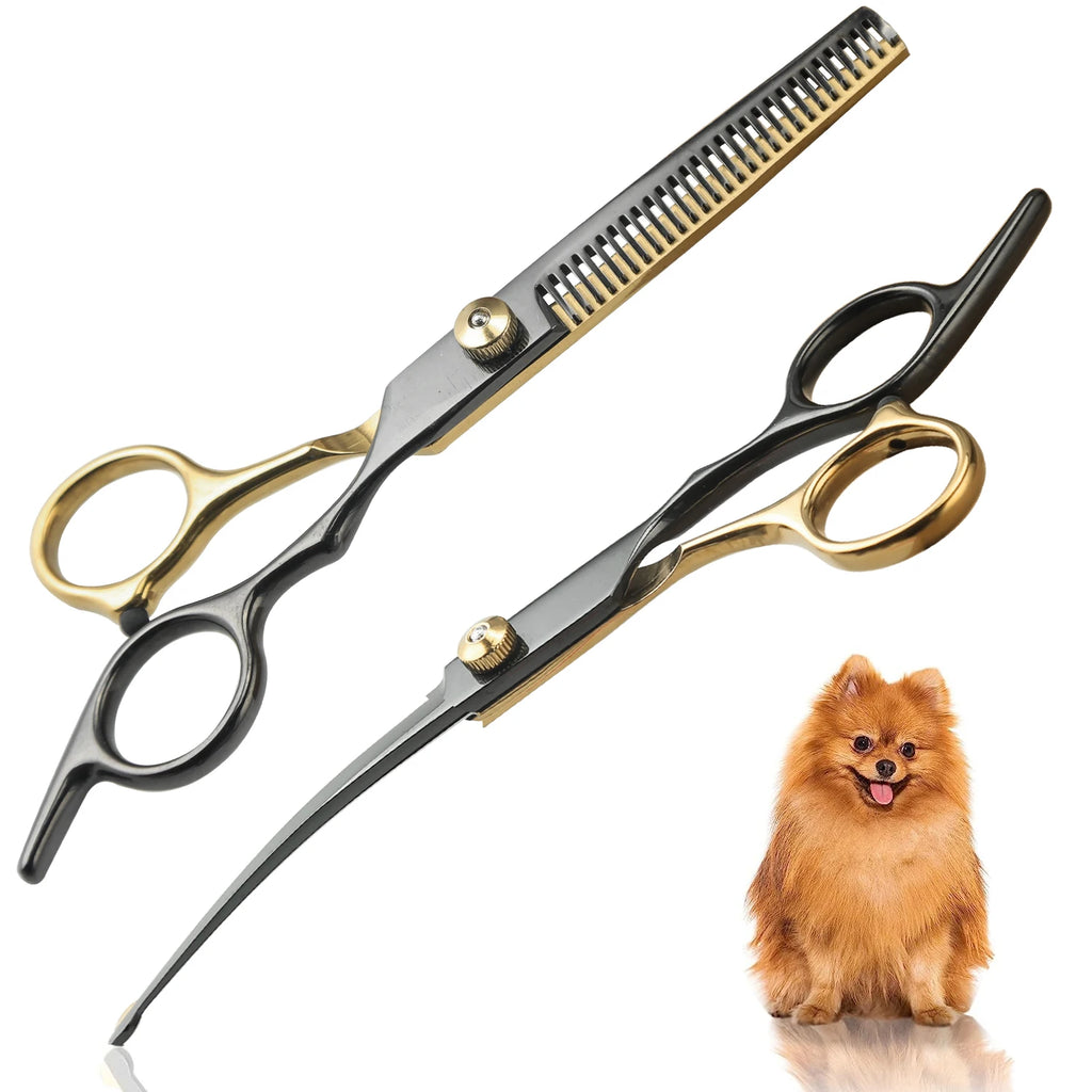 Professional Pet Grooming Scissors Stainless Steel - Right Hand Orientation, Multi-Purpose Hair Trimming Shears For Dogs Pets