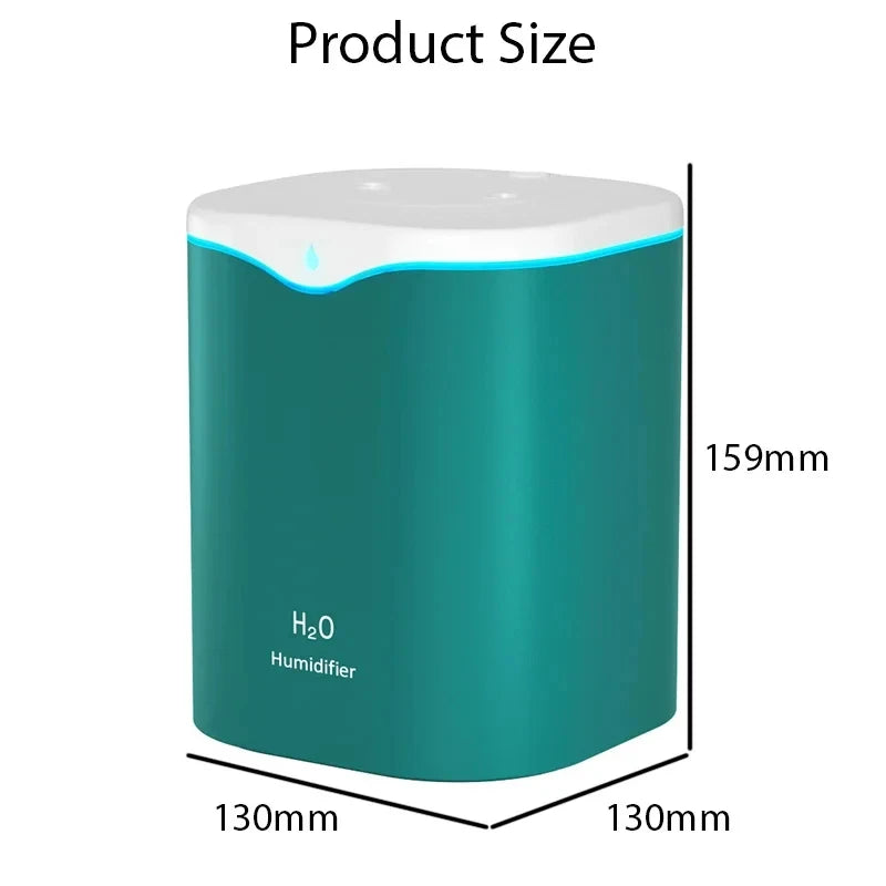 Umidificatore USB 2000ml a doppio getto con oli essenziali per casa e ufficio