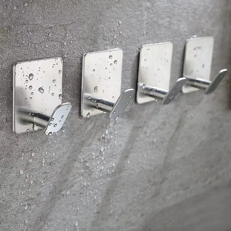 Ganci da parete adesivi in acciaio inox per bagno e cucina – set da 4 pezzi