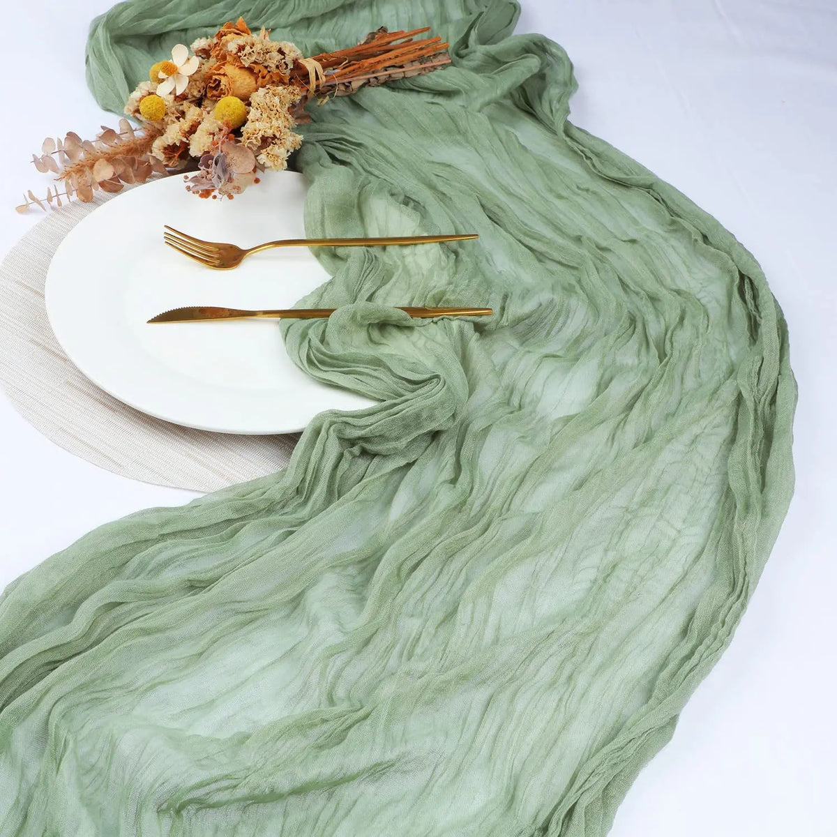 Runner da tavola in voile a rete Boho rosa e blu per matrimoni e feste