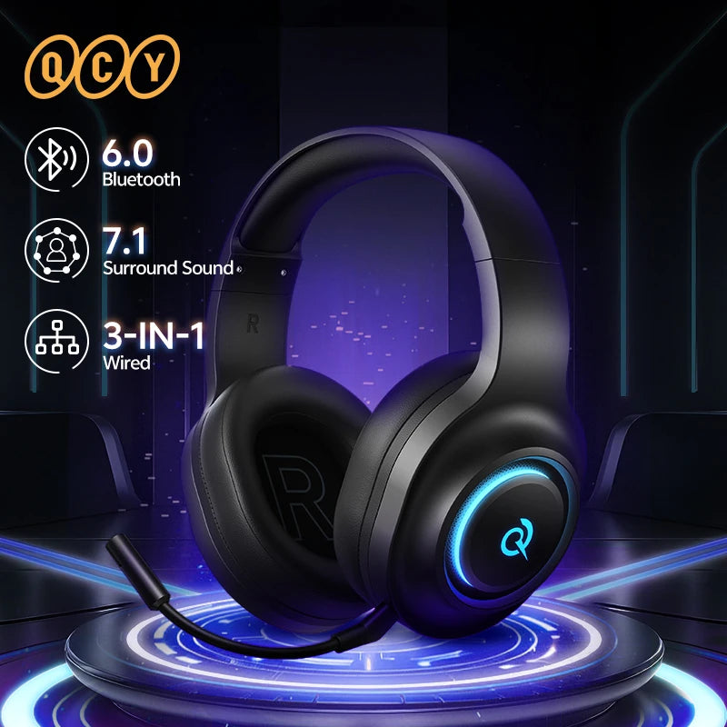 Cuffie Gaming Over-Ear Wireless 7.1 Surround, 50 mm, RGB e Mic Detrattile