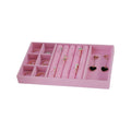 Scatola porta gioielli in velluto rosa – Elegante vassoio con finitura flocking