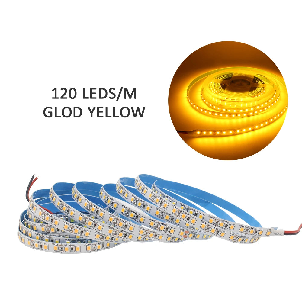 12v led strip smd 2835 1-5m warm white flexible tape light, 120/240 leds per m