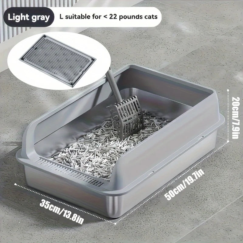 Lettiera per gatti extra large in acciaio inox con coperchio e tappetino…