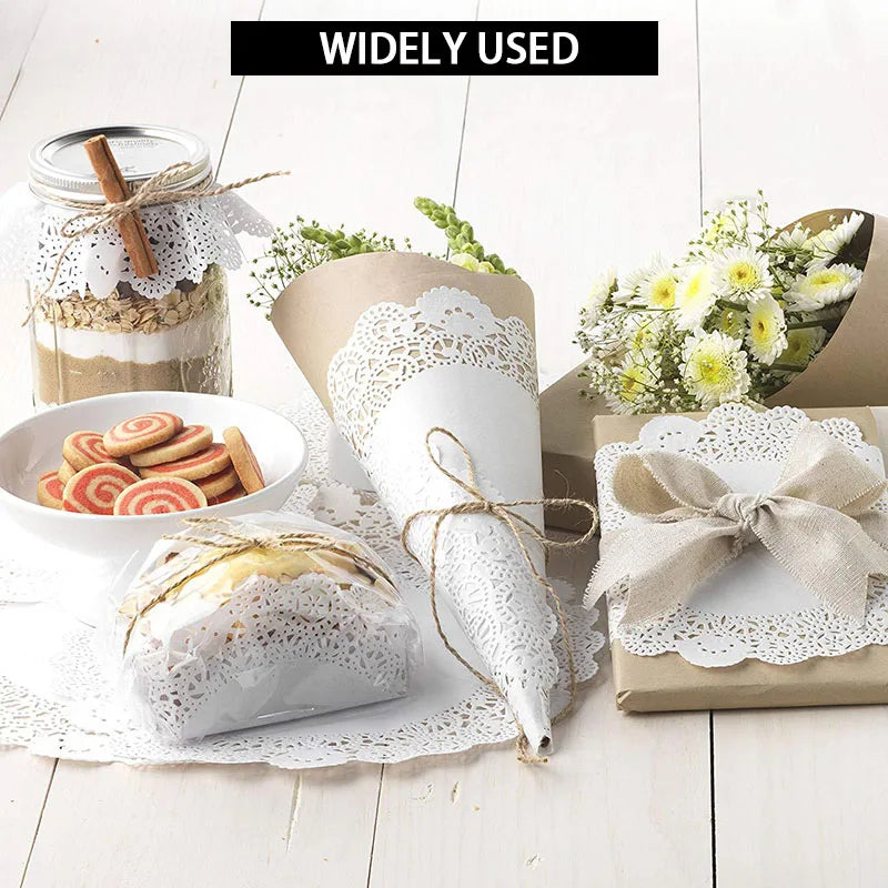 150 tovagliette rotonde in carta pizzo bianco – decorazione tavola elegante
