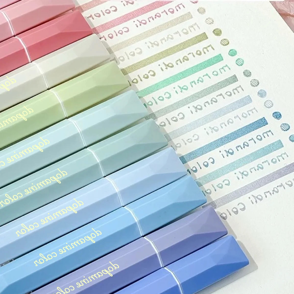 Set 12 Evidenziatori Quadrilaterali a Colori Gradienti – Anti‑sbavature