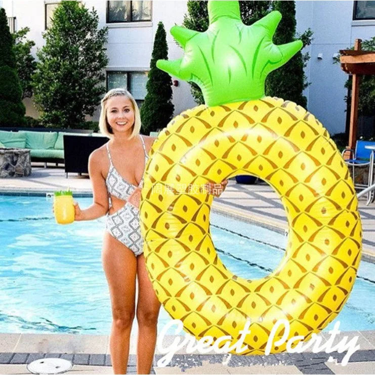 Ciambella Piscina Ananas con Schienale per Adulti e Bambini