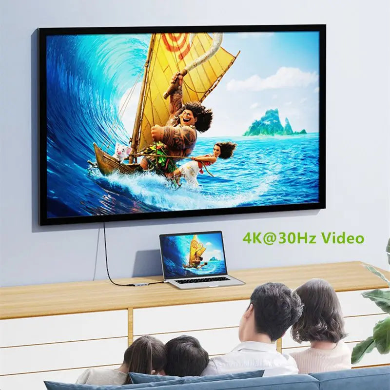 Hub USB‑C 5 porte: HDMI 4K 30 Hz, PD 87 W, USB 3.0 e USB 2.0 in metallo