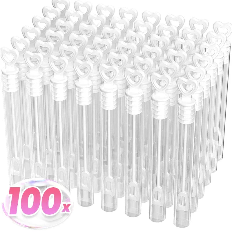 10/100 Pezzi Bacchette Cuore Vuote Tubo Bolle Sapone Decorazioni Matrimonio