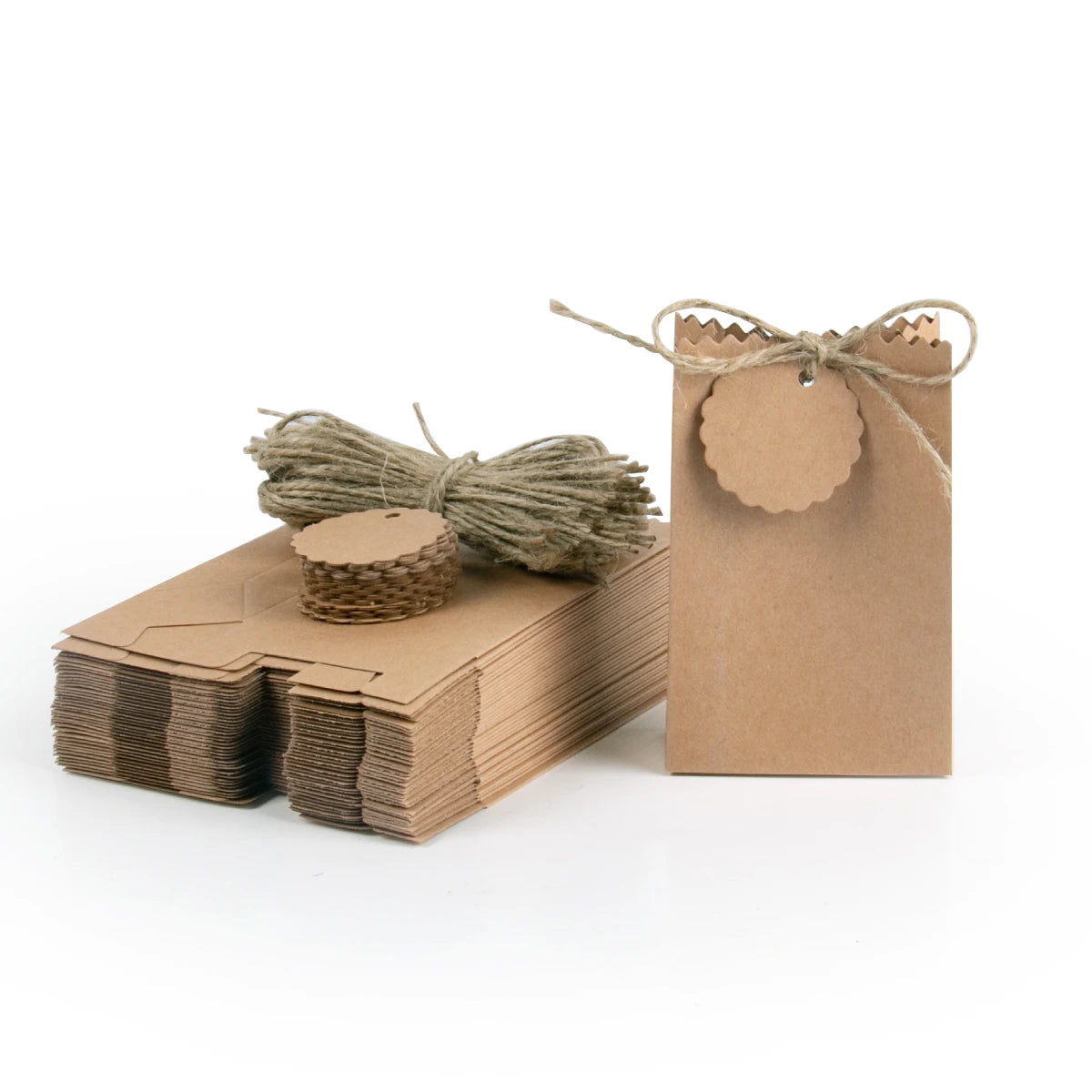 Confezioni regalo in carta kraft retro 10-30 pezzi con etichette e corda