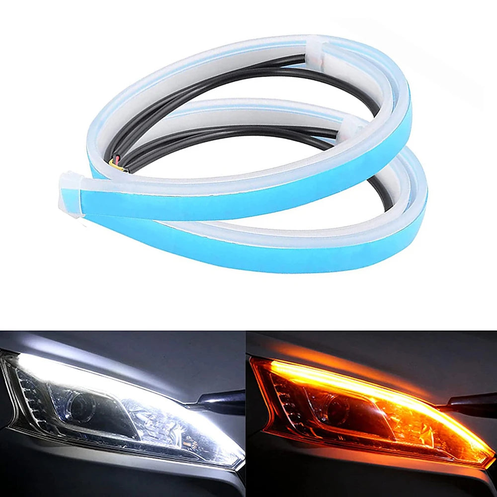 Strisce LED DRL 2 pezzi per auto, impermeabili, flessibili, luce diurna e svolta